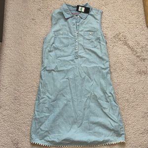 NWT Tommy Hilfiger Chambray Denim Sleeveless Dress with Braided Cord Belt